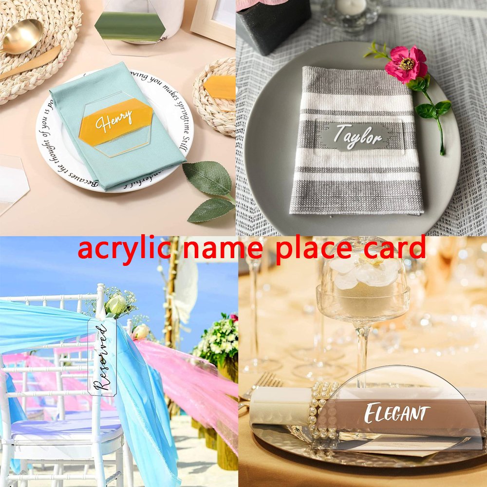 Factory Custom wedding reception decorations vellum paper acrylic mirror table food menu name cards