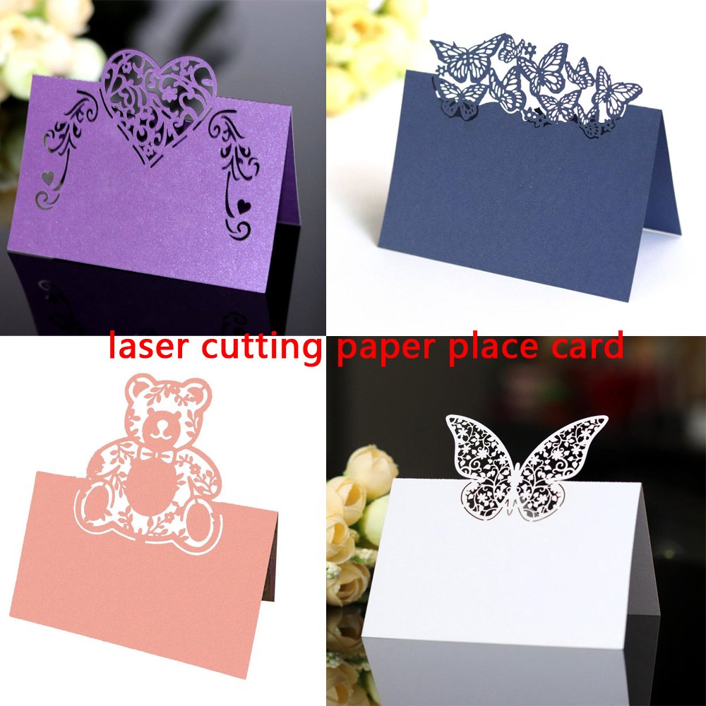 Factory Custom wedding reception decorations vellum paper acrylic mirror table food menu name cards