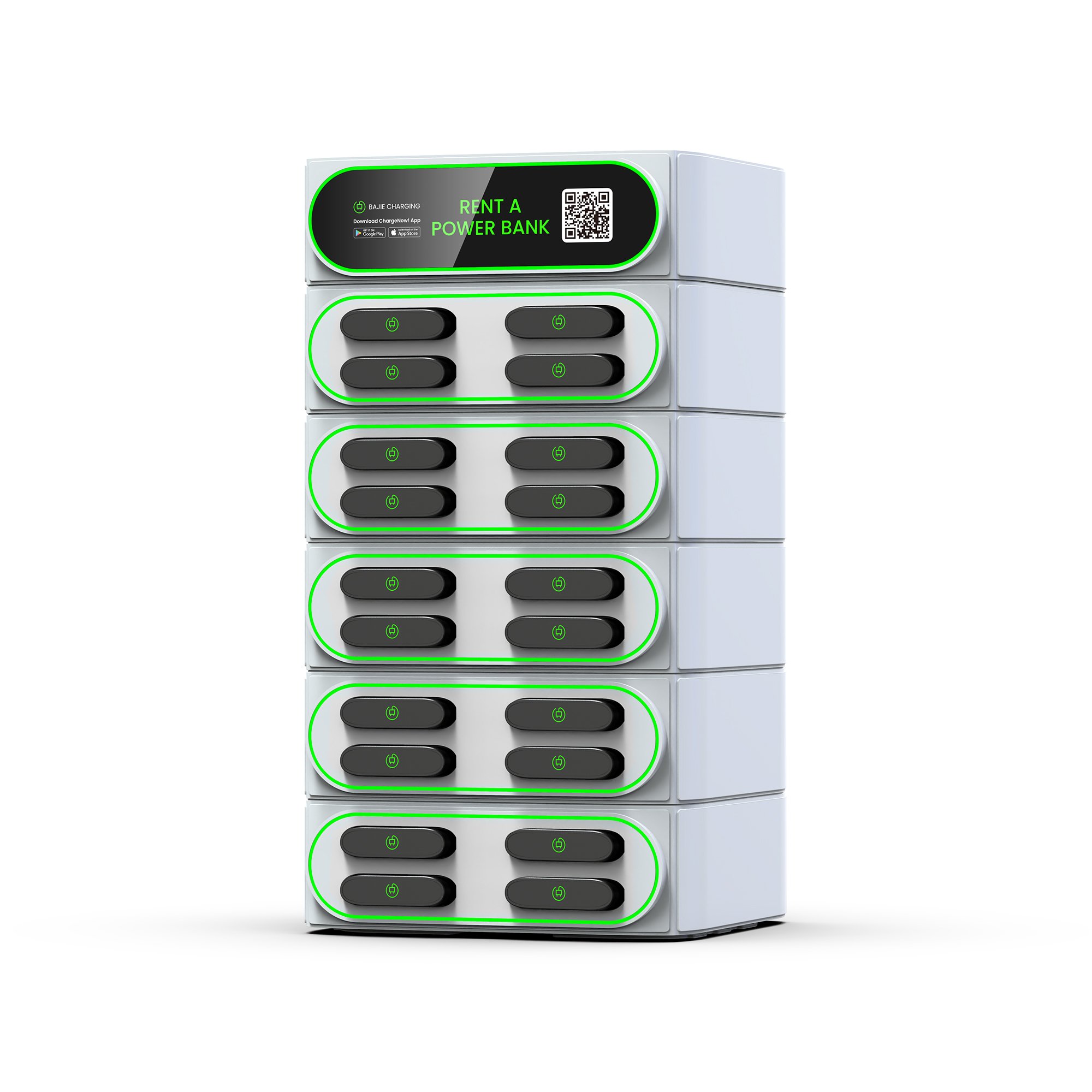 Qr Scan Self-service 20 Slots stackable Sharing Powerbank Station bajie charging phone charging for Commercial Outdoor easy go
