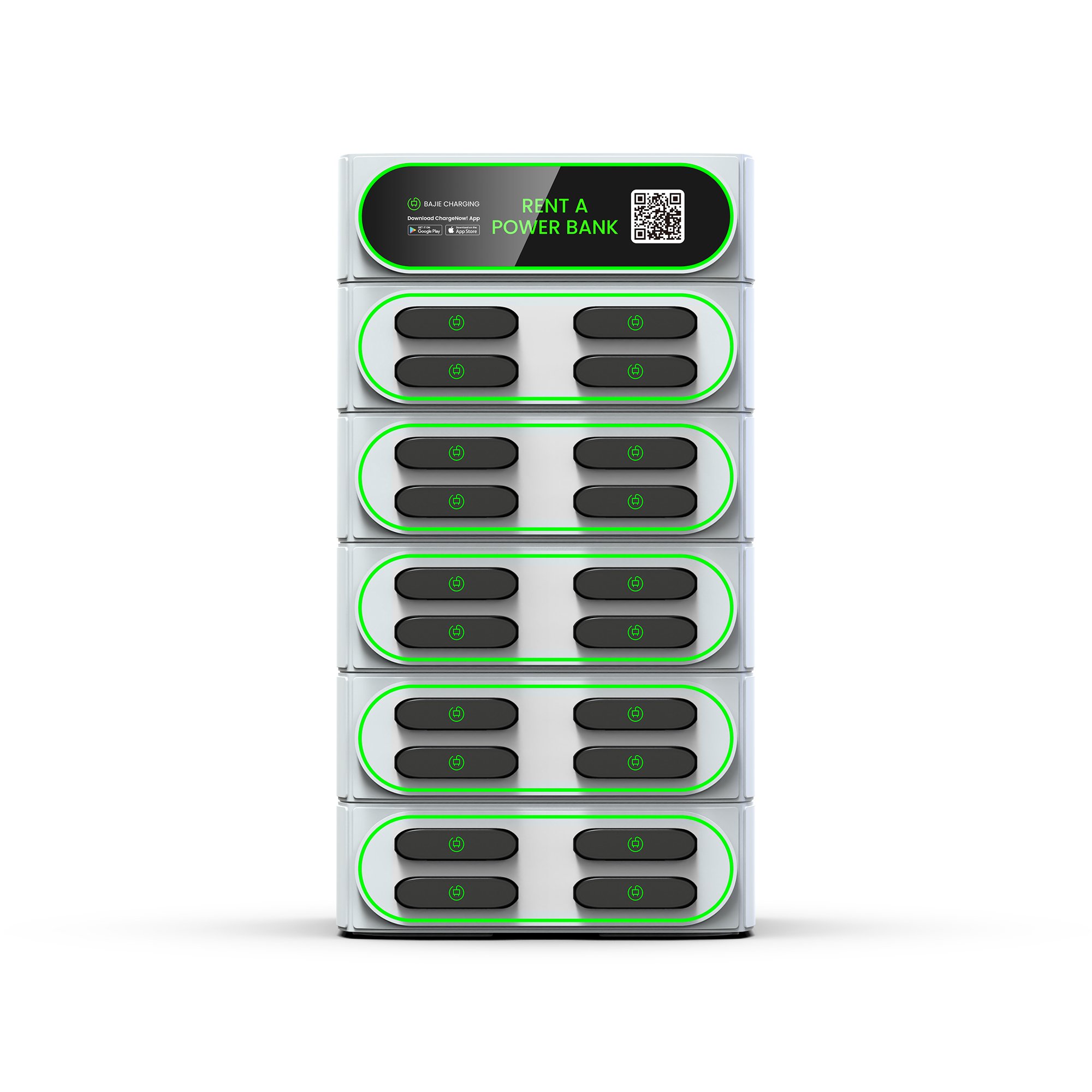 Qr Scan Self-service 20 Slots stackable Sharing Powerbank Station bajie charging phone charging for Commercial Outdoor easy go