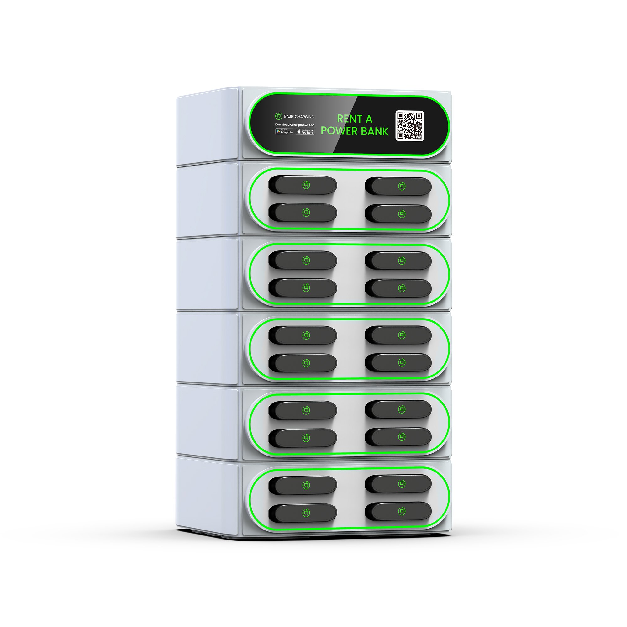 Qr Scan Self-service 20 Slots stackable Sharing Powerbank Station bajie charging phone charging for Commercial Outdoor easy go