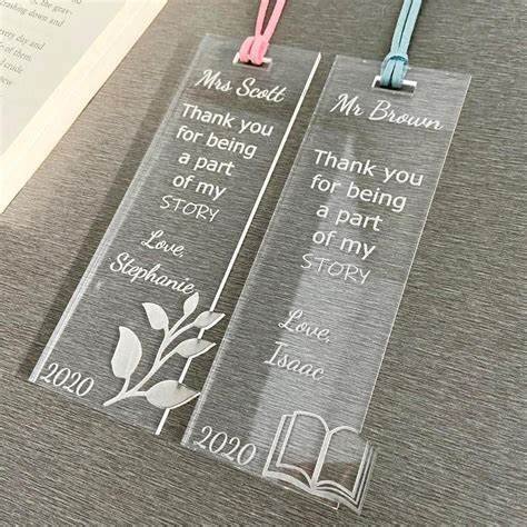 Custom Acrylic Name Transparent Craft Bookmarks Clear Or Frosted Bookmark With Tassel Birth Flower Readers Gift Wedding Card