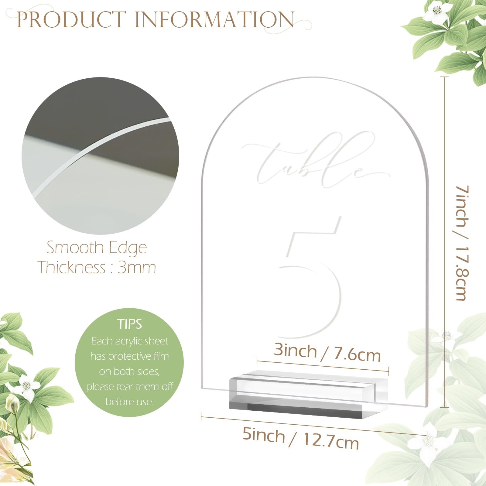 Factory wholesale Clear Arch 1-15 Place Cards and Table Numbers Clear Arch Table Numbers for Wedding Reception Party Event