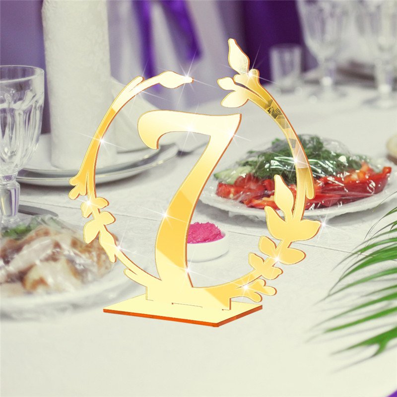 modern 1-20 Mirror Gold Acrylic Table Number place card holder stand For Wedding Reception Restaurant Decor