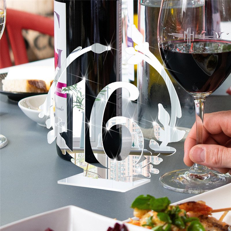 modern 1-20 Mirror Gold Acrylic Table Number place card holder stand For Wedding Reception Restaurant Decor
