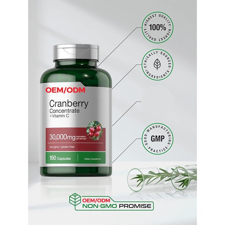 Cranberry Concentrate Extract Pills Vitamin C 150 Capsules Non-GMO and Gluten Free Cranberry Supplement
