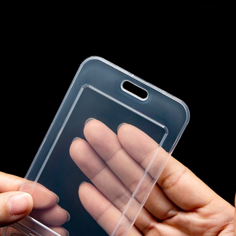 Badge Card T-609V Customize hot sale Crystal double side id card holder student officer worker
