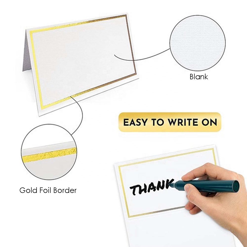 Bronzing Paper Blank Table Place Cards Decor Name Message Seating Card for Wedding Event Party Decor