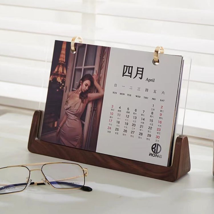 Wholesale Customize Walnut Beech Wood Calendar Trophy Base Photo Base Trading card stand Wooden Menu Card Holder wooden base