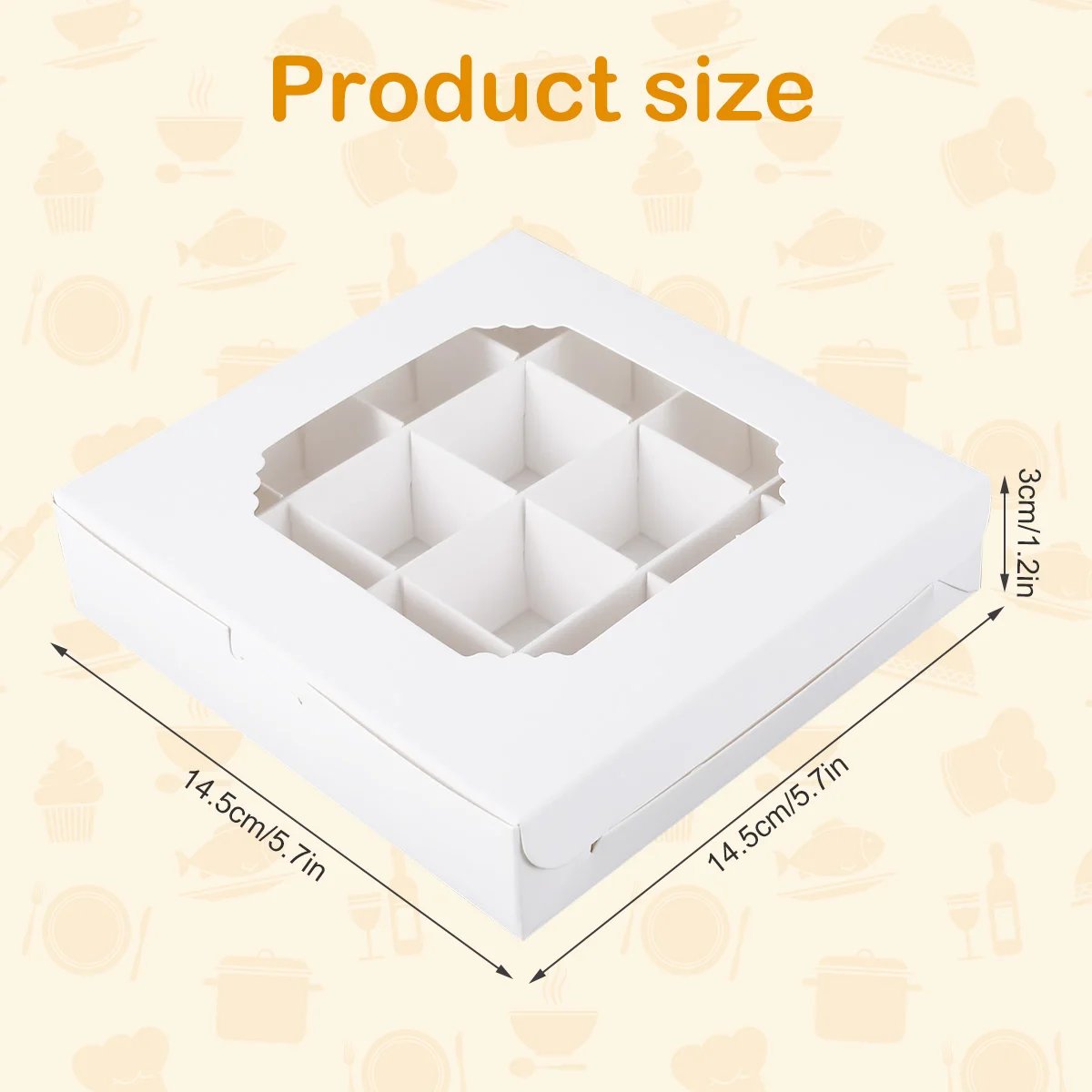 20Pcs Party Cupcake Boxes Empty White Gift Candy Boxex Inserts Clear Window Divider Chocolate Cake Packaging Bag Party Supplies