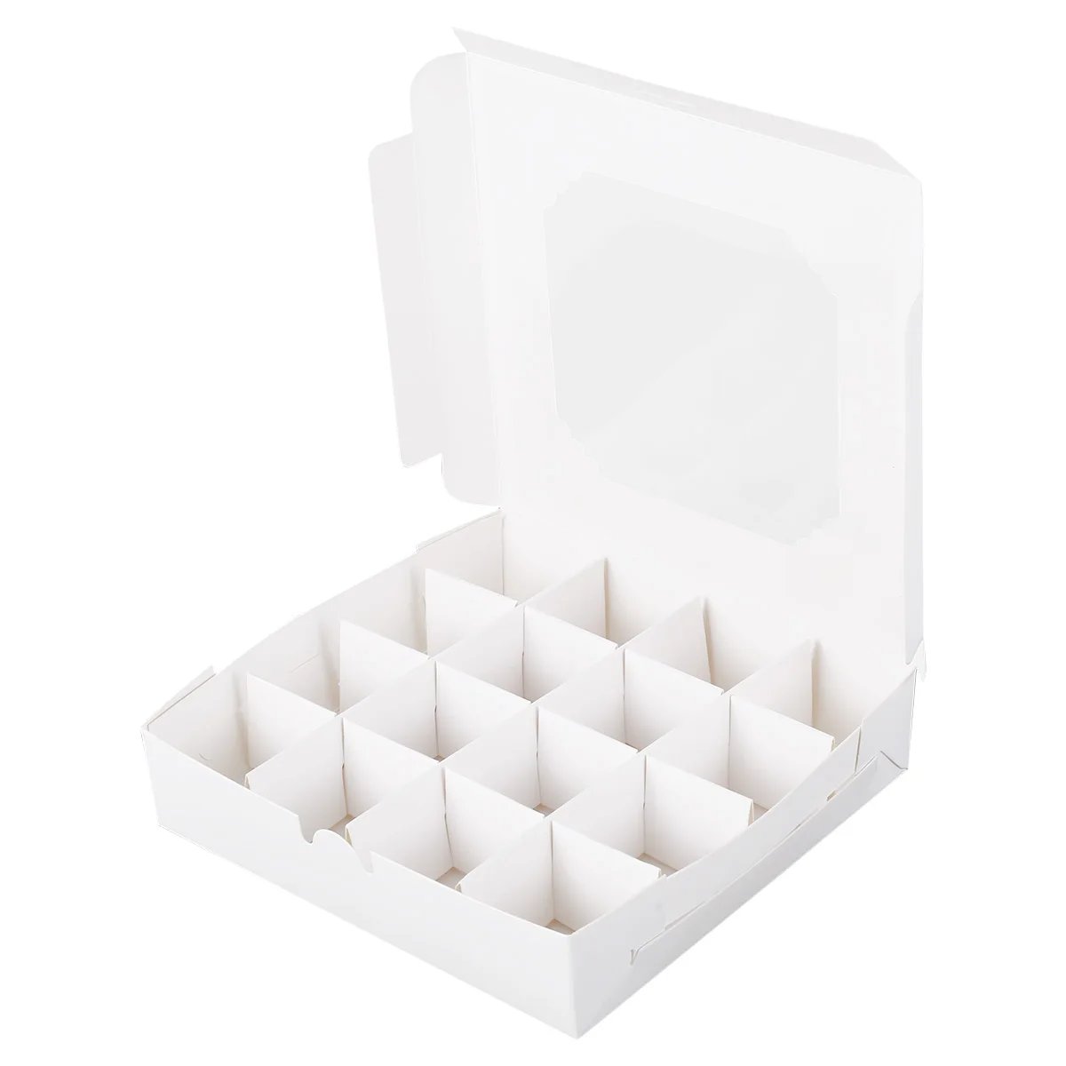 20Pcs Party Cupcake Boxes Empty White Gift Candy Boxex Inserts Clear Window Divider Chocolate Cake Packaging Bag Party Supplies