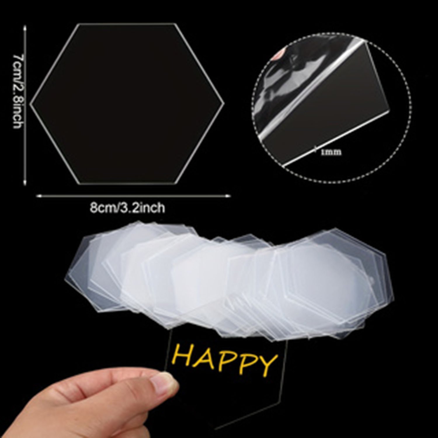 Clear Acrylic Place Cards, Hexagon Acrylic Blanks, Acrylic Name Plate, Acrylic Seating Chart for Wedding, Table Setting