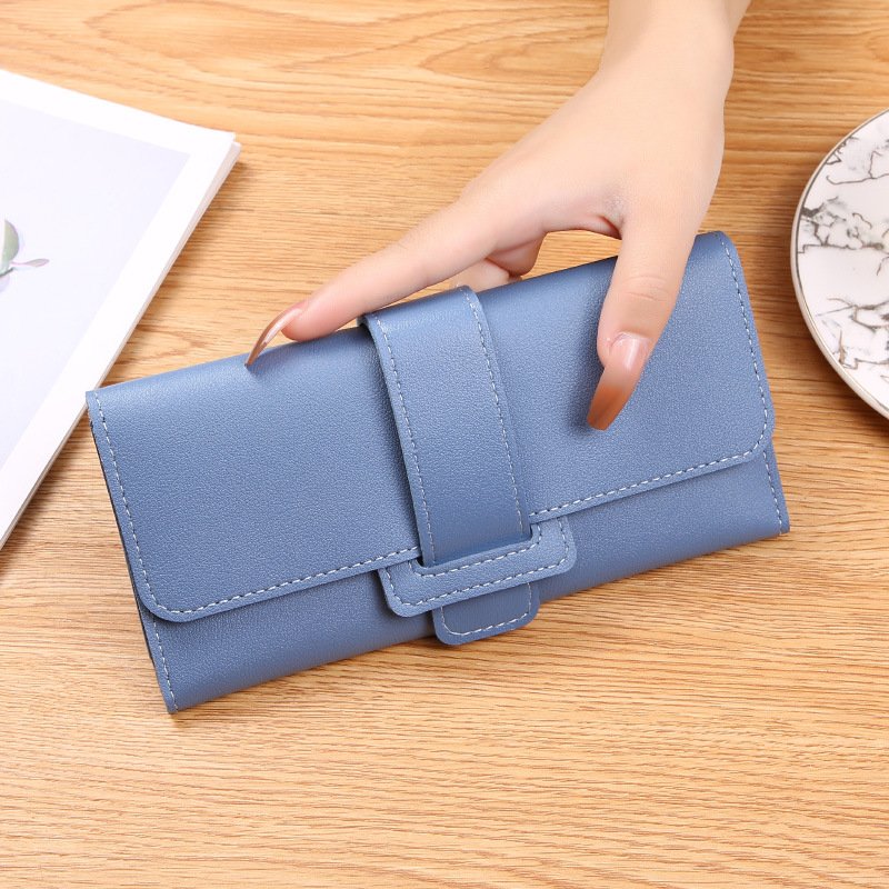 Women's long three-fold flip cover Korean version small fresh student change place multi-functional buckle wallet.Z0915