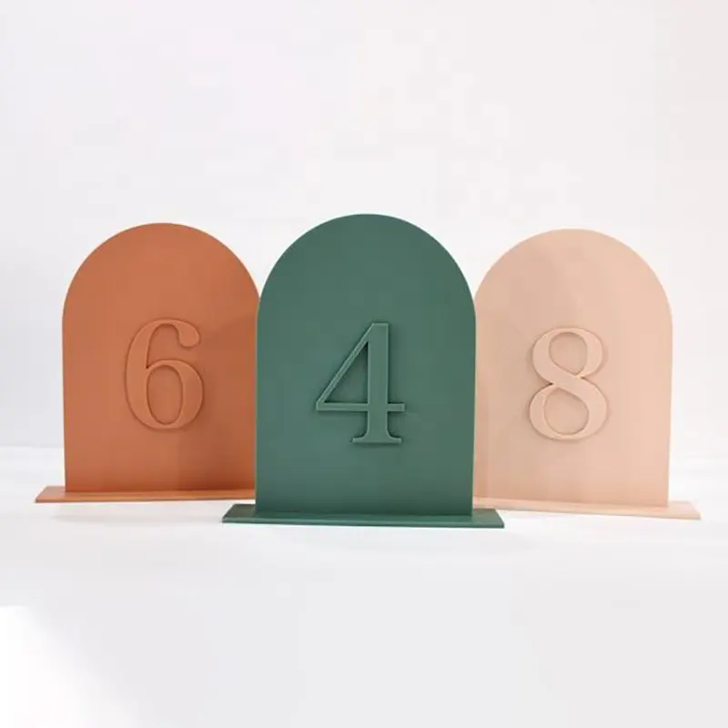 Matte Acrylic Table Signs With Holder Place Cards & Table Numbers Arched Table Numbers For Wedding Able Centerpiece Decoration