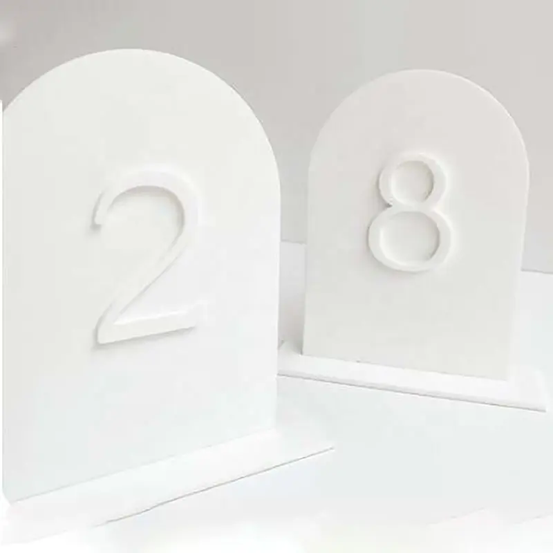 Matte Acrylic Table Signs With Holder Place Cards & Table Numbers Arched Table Numbers For Wedding Able Centerpiece Decoration