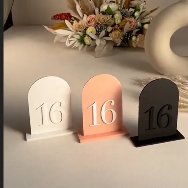 Matte Acrylic Table Signs With Holder Place Cards & Table Numbers Arched Table Numbers For Wedding Able Centerpiece Decoration