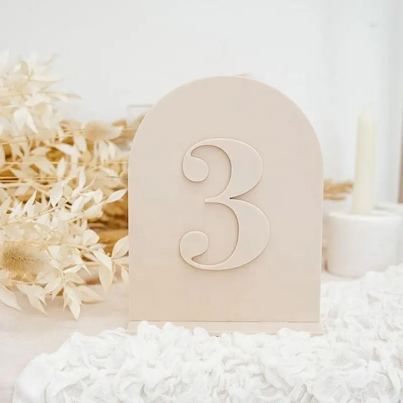 Matte Acrylic Table Signs With Holder Place Cards & Table Numbers Arched Table Numbers For Wedding Able Centerpiece Decoration