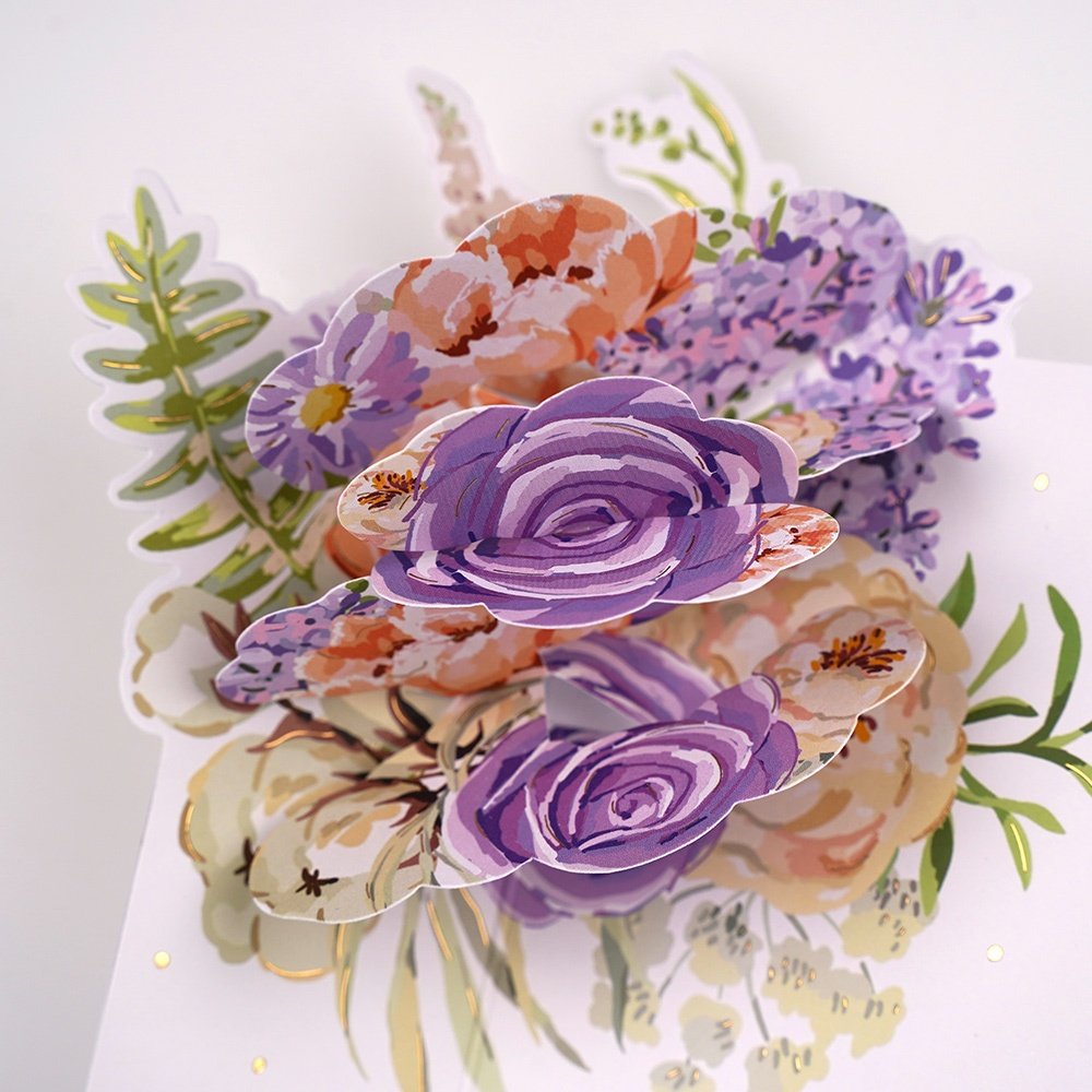 New Creative High End Unique Funny Custom Printing Handmade 3D Flower Pop Up Happy Birthday Greeting Cards for Women
