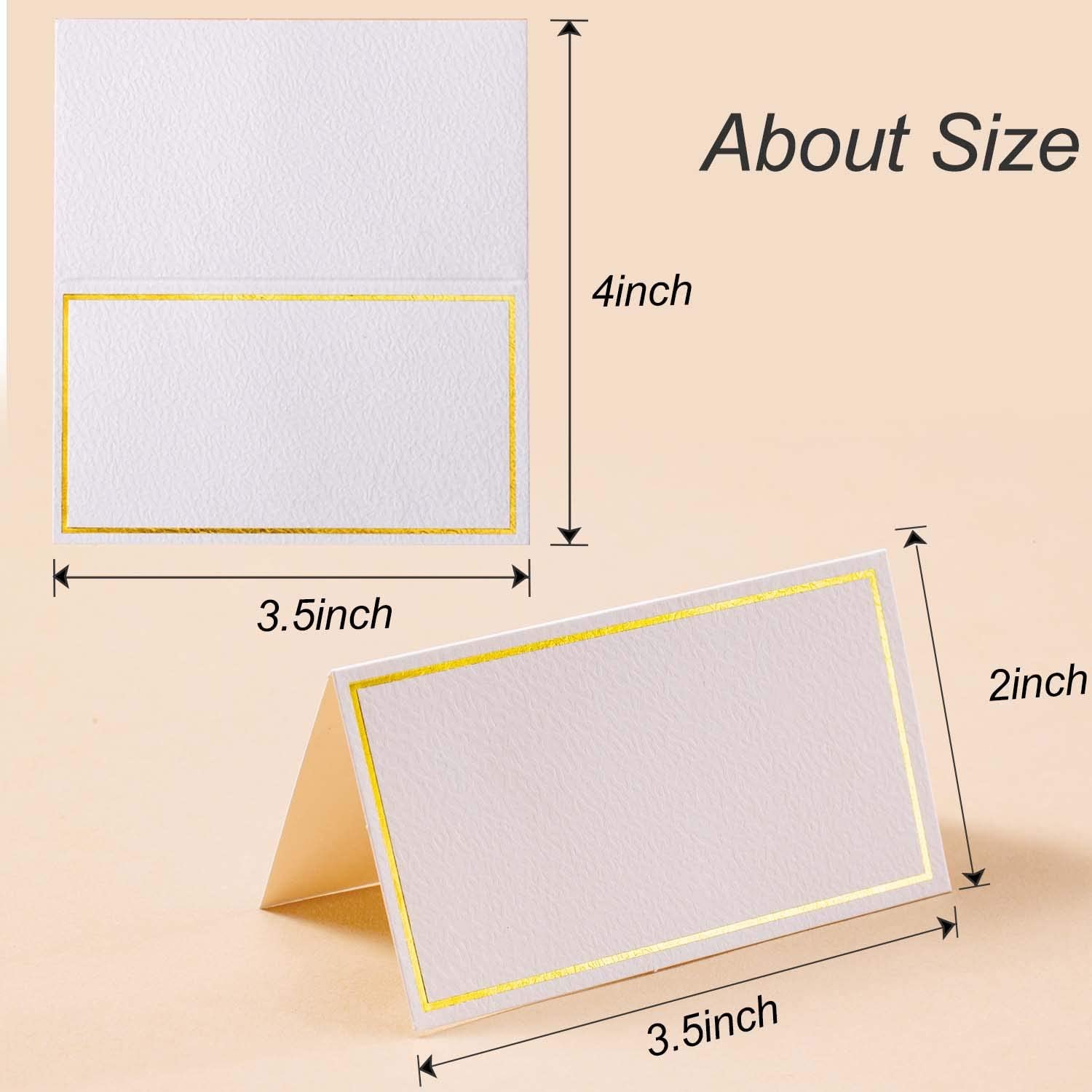 100Pcs Small Gold Foil Border Table Name Number Cards Customized Seating Wedding Place Card