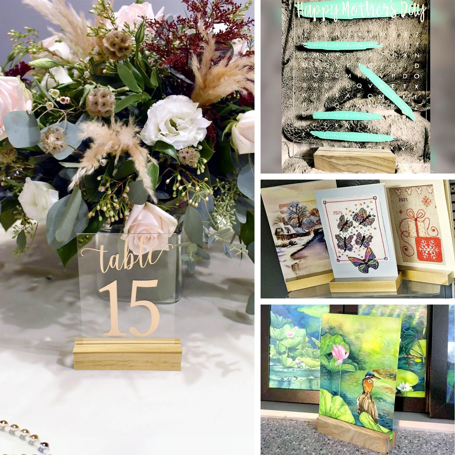 Wood Picture Place Card Holders Wooden Stands Name Card Holders for Display Wedding Home Decoration Wood Table Number Stands