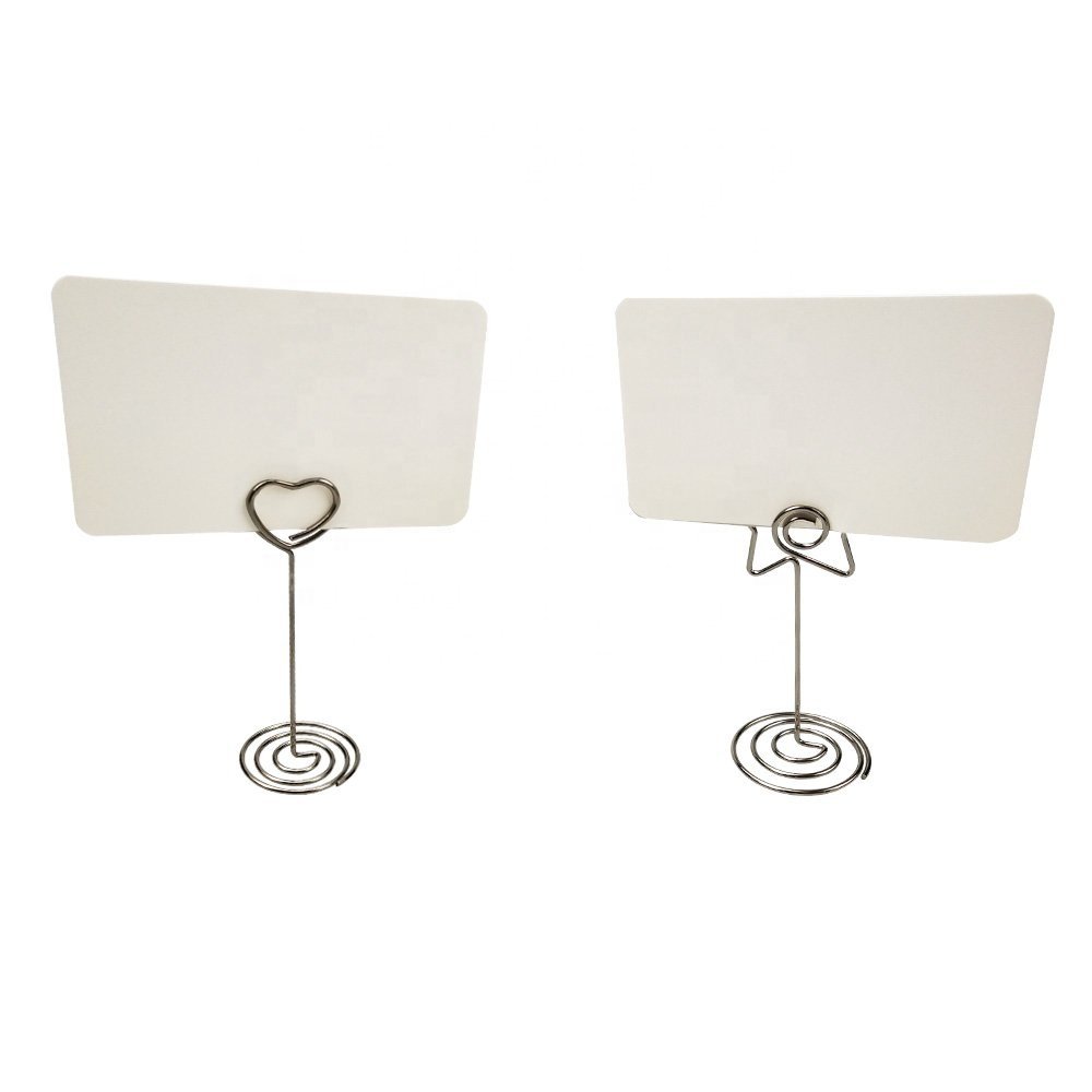 Different size colors Metal wedding place card holder Heart shape table number stands holder