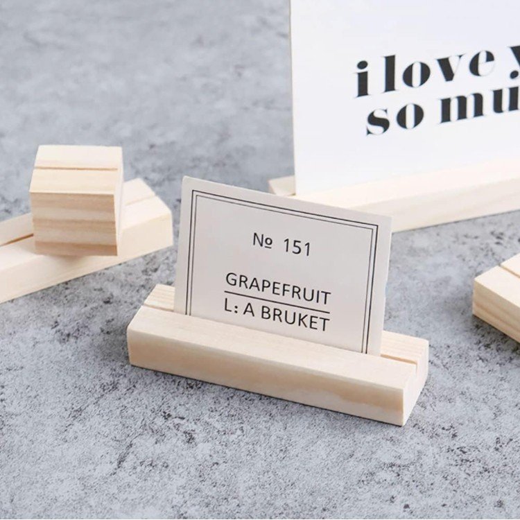 Wood Sign Holder Place Card Holder Picture Table Display Stand Small Wooden Base Table Number Holders