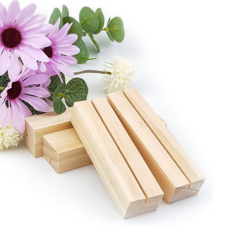 Wood Sign Holder Place Card Holder Picture Table Display Stand Small Wooden Base Table Number Holders