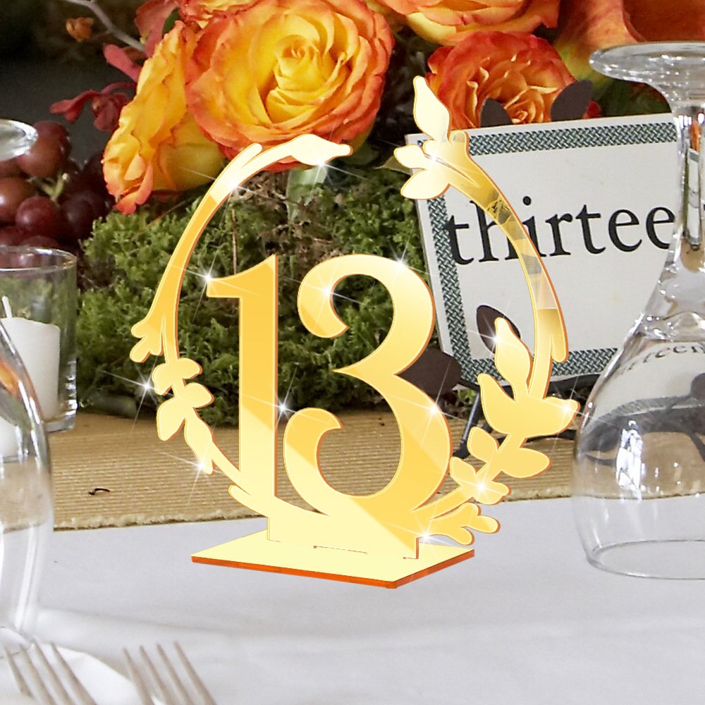 Party Anniversary Place Cards Acrylic Table number Gold Wedding Table Numbers With Stands