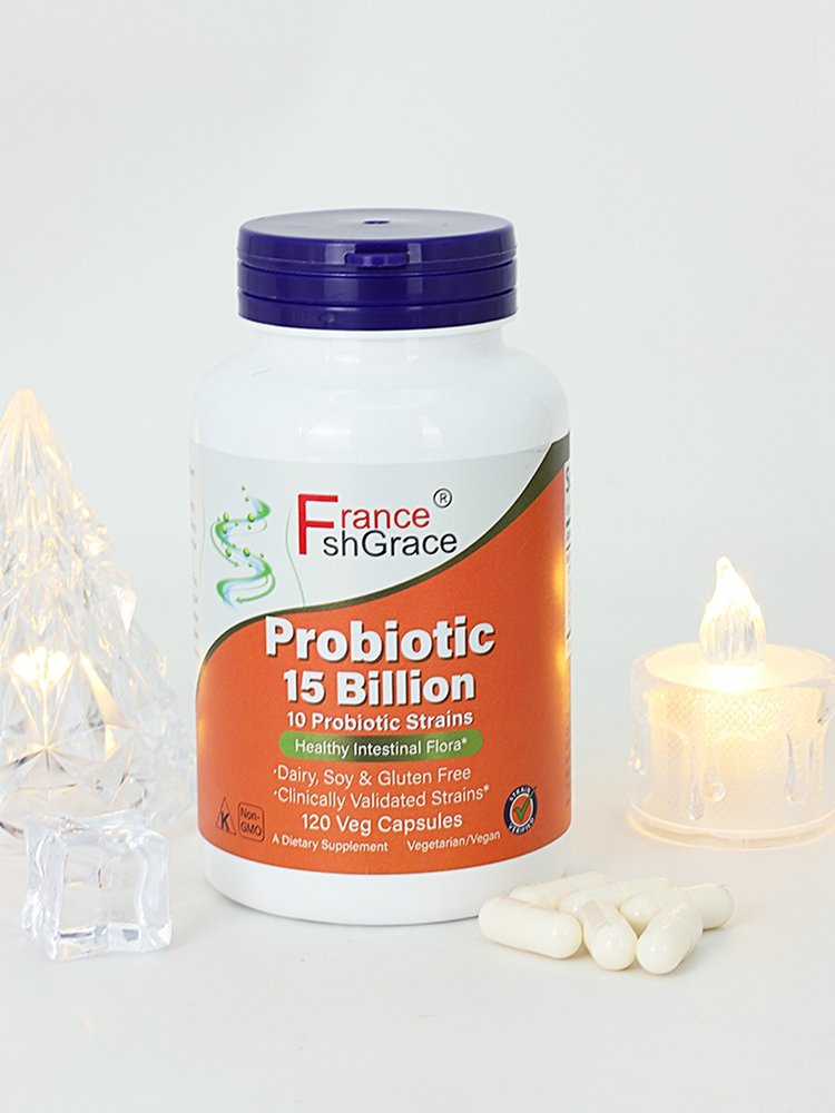 Probiotic 15 Billion with 10 Probiotic Strains Dairy Soy and Gluten Free 120 Vegan Capsules for Adults