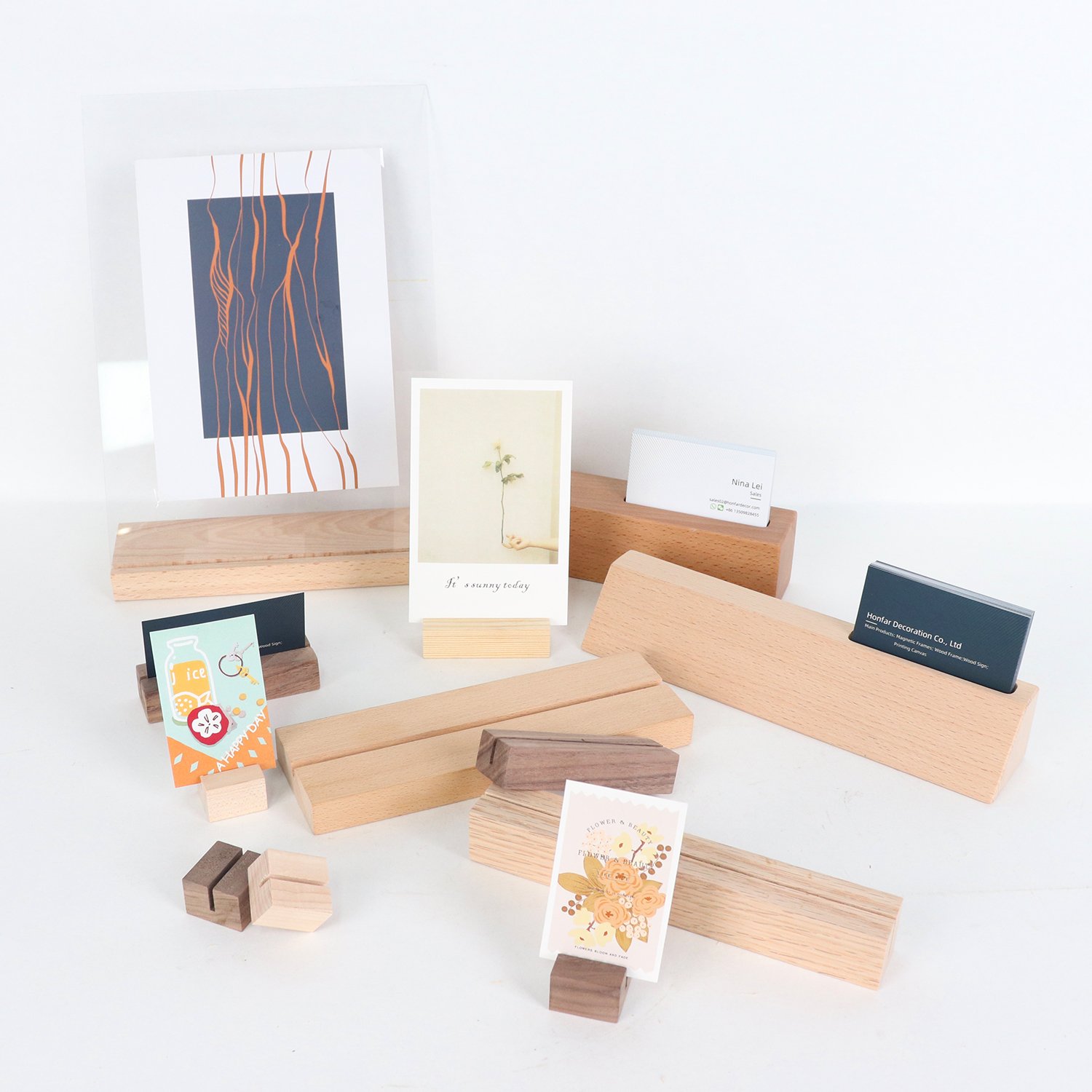 Wood Card Holder Natural Beech Wood Table Number Holders Photo picture menu card holder perfect for Hotel home