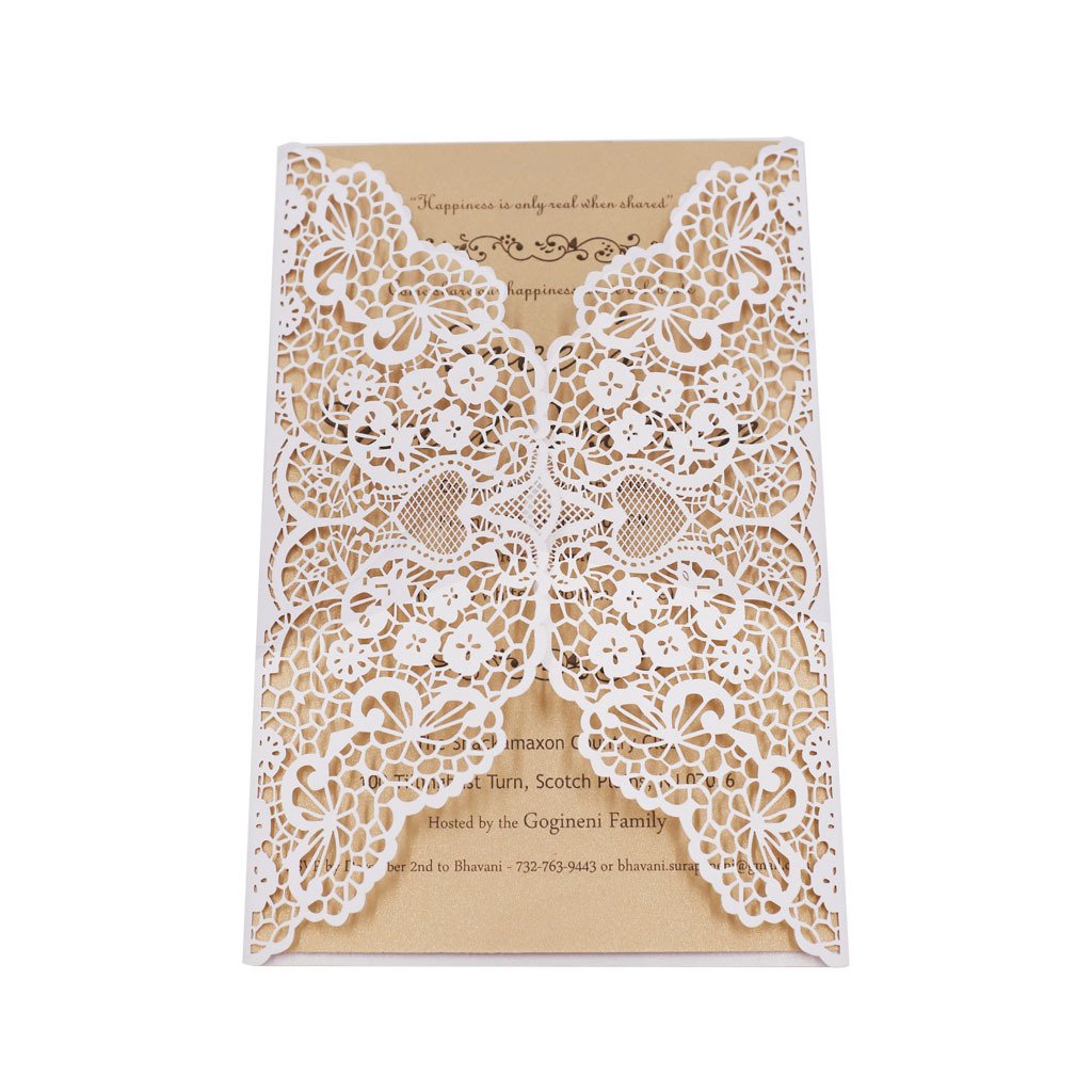 Ychon Glitter Floral Laser Cut wedding name place card holder wedding invitation sliding card printing machine