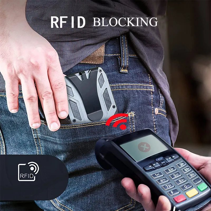 RFID Blocking Slim Minimalist Wallet Anti-scan Business Card Holder Carbon Fiber Metal Aluminium Place Card Holders