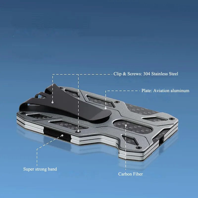 RFID Blocking Slim Minimalist Wallet Anti-scan Business Card Holder Carbon Fiber Metal Aluminium Place Card Holders