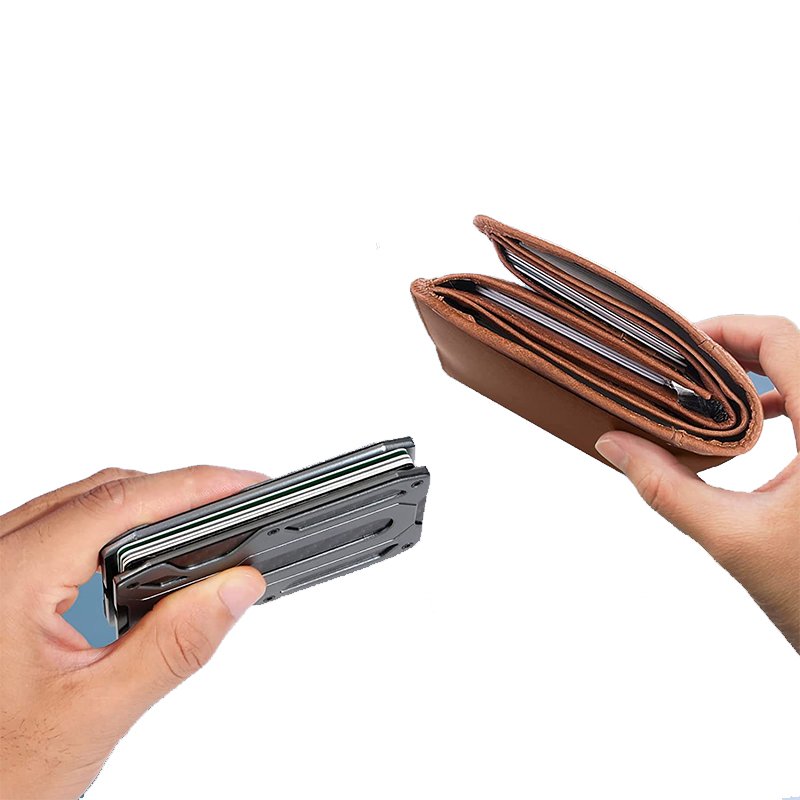 RFID Blocking Slim Minimalist Wallet Anti-scan Business Card Holder Carbon Fiber Metal Aluminium Place Card Holders