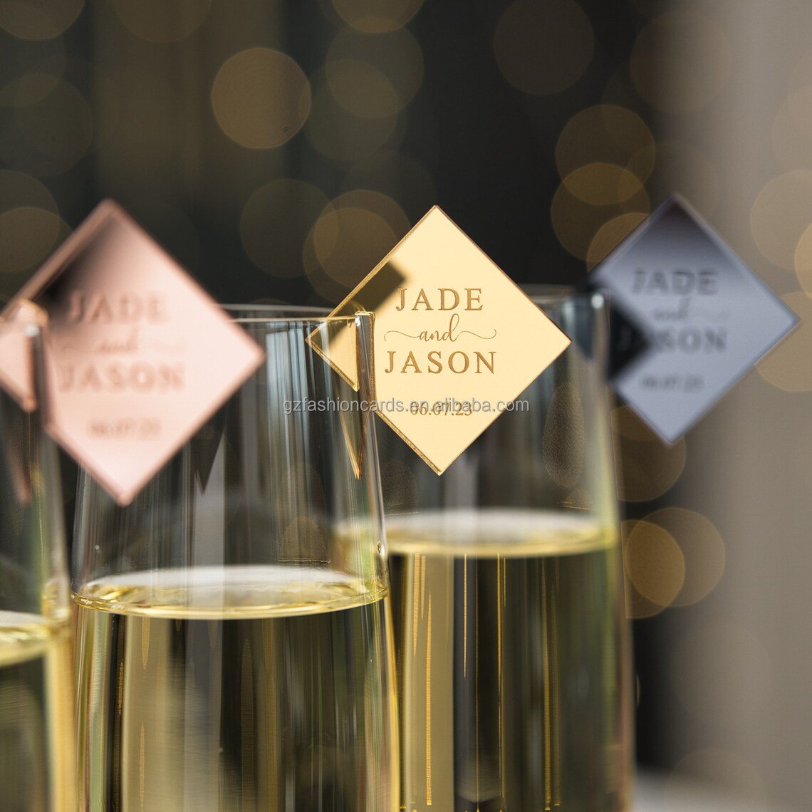 2024 Luxury Mirror Acrylic Name Tags Drink Tags Place Name Card for Wedding Party Custom Accepted