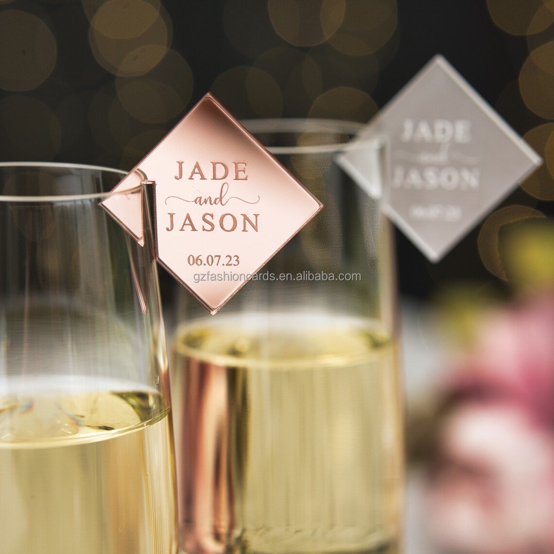 2024 Luxury Mirror Acrylic Name Tags Drink Tags Place Name Card for Wedding Party Custom Accepted