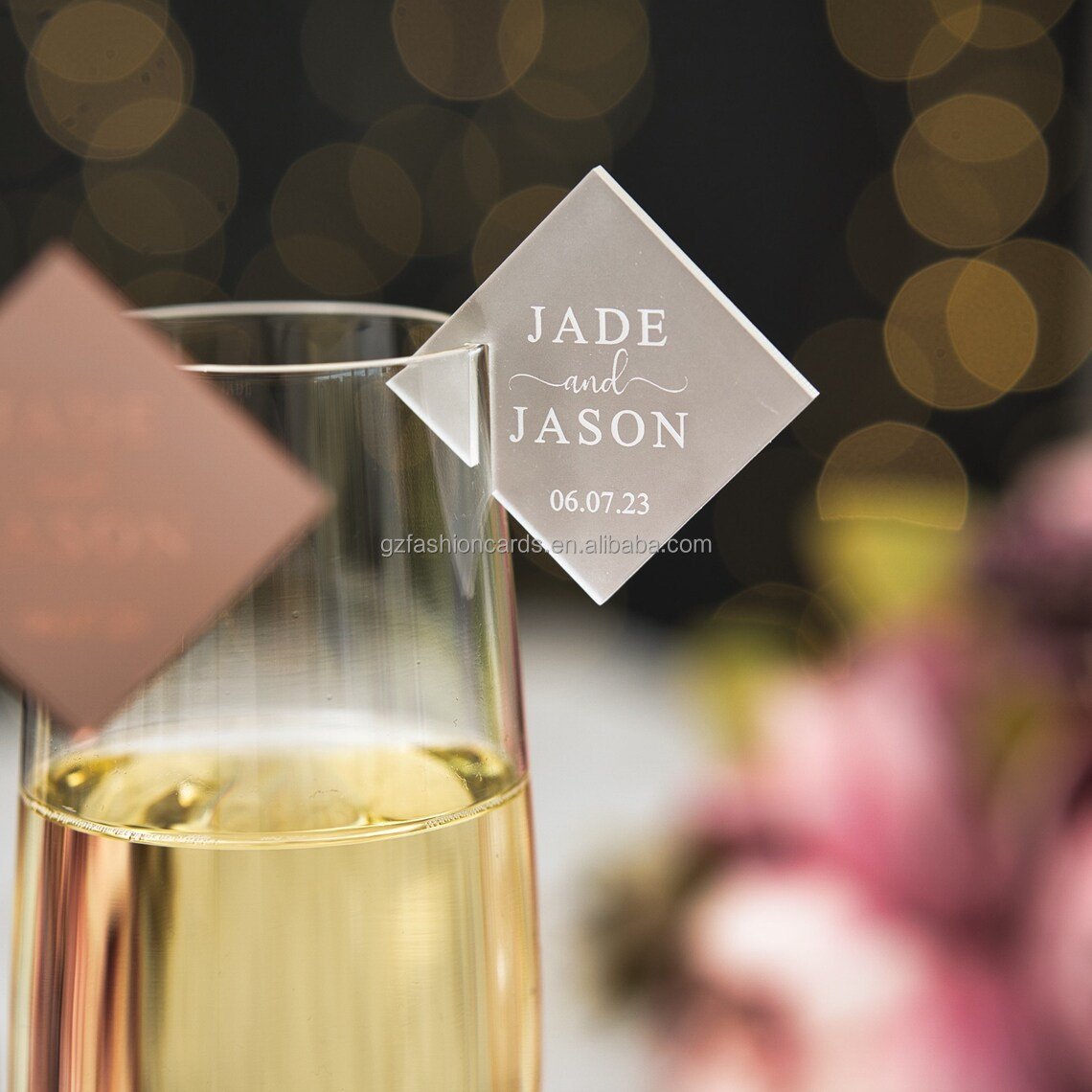 2024 Luxury Mirror Acrylic Name Tags Drink Tags Place Name Card for Wedding Party Custom Accepted