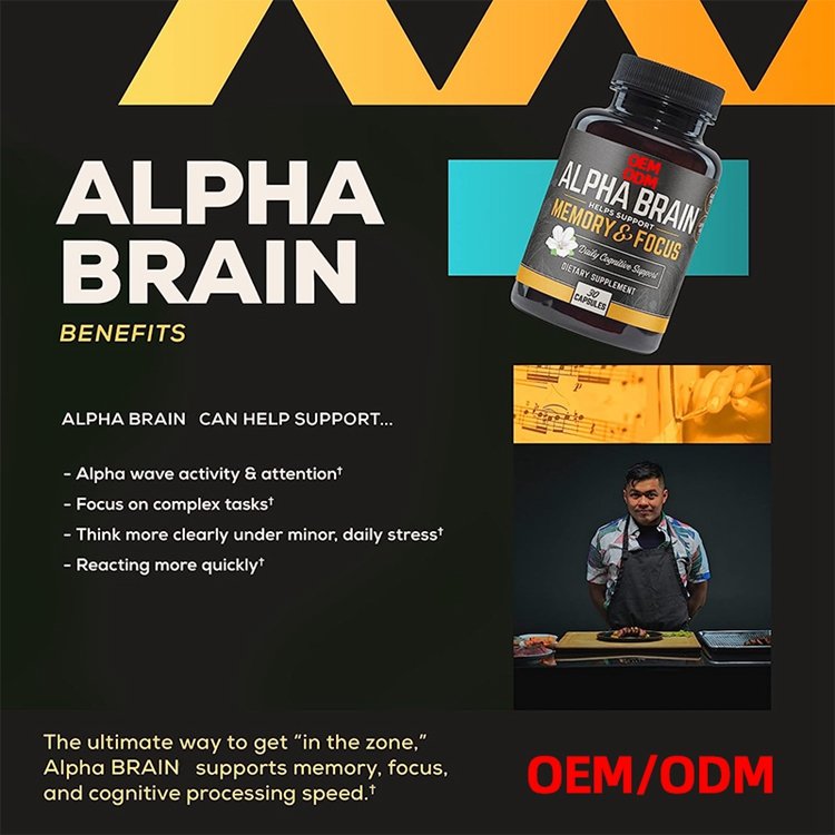 Brain Booster Memory Support 30 Count Premium Nootropic Brain Supplement Caffeine-Free Focus Capsules for Concentration