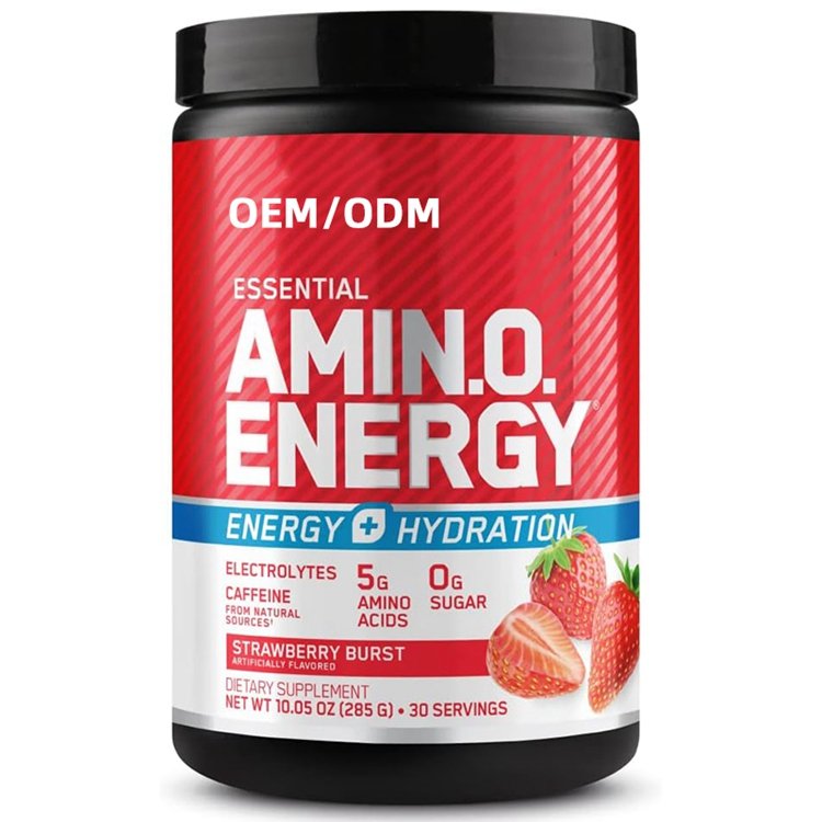 Caffeine for Pre-Workout Energy and Amino Acids/BCAAs Strawberry Burst Amino Energy Plus Electrolytes Energy Drink Powder
