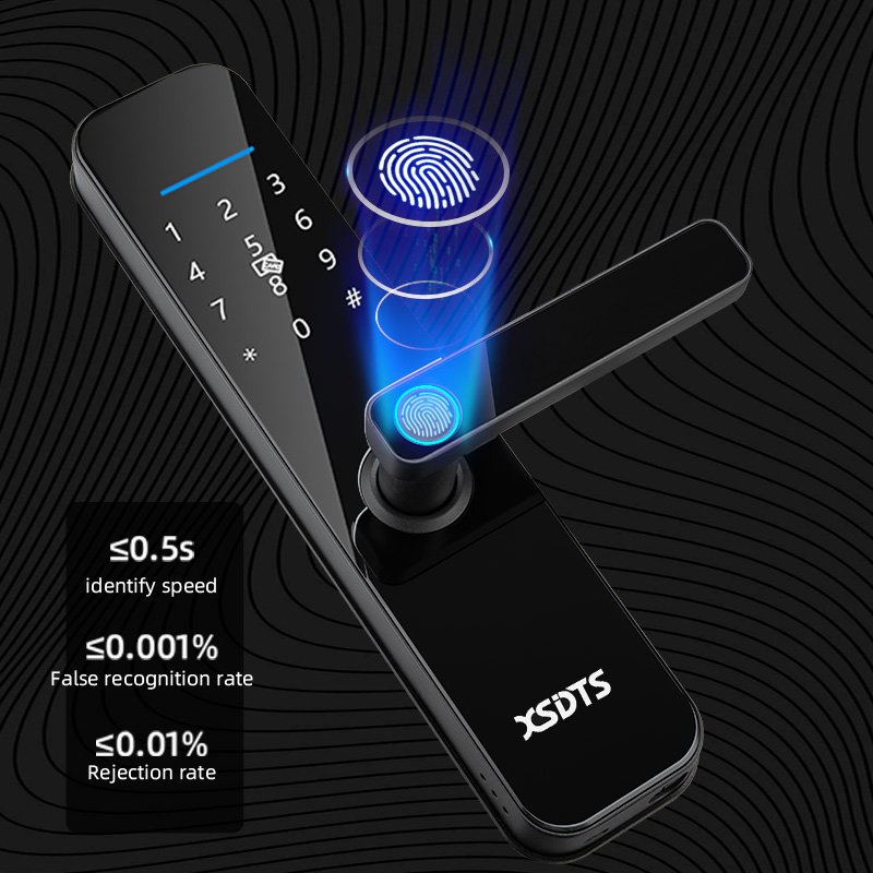 Tuya Wifi Electronic Smart Door Lock With Fingerprint Smart Card Password Key Unlock USB Emergency Charge