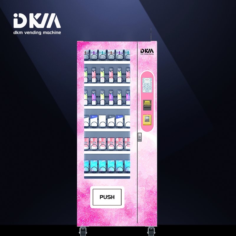 DKM custom pink eyelashes hair band weave wig lipstick perfume makeup cosmetic beauty products vending machine