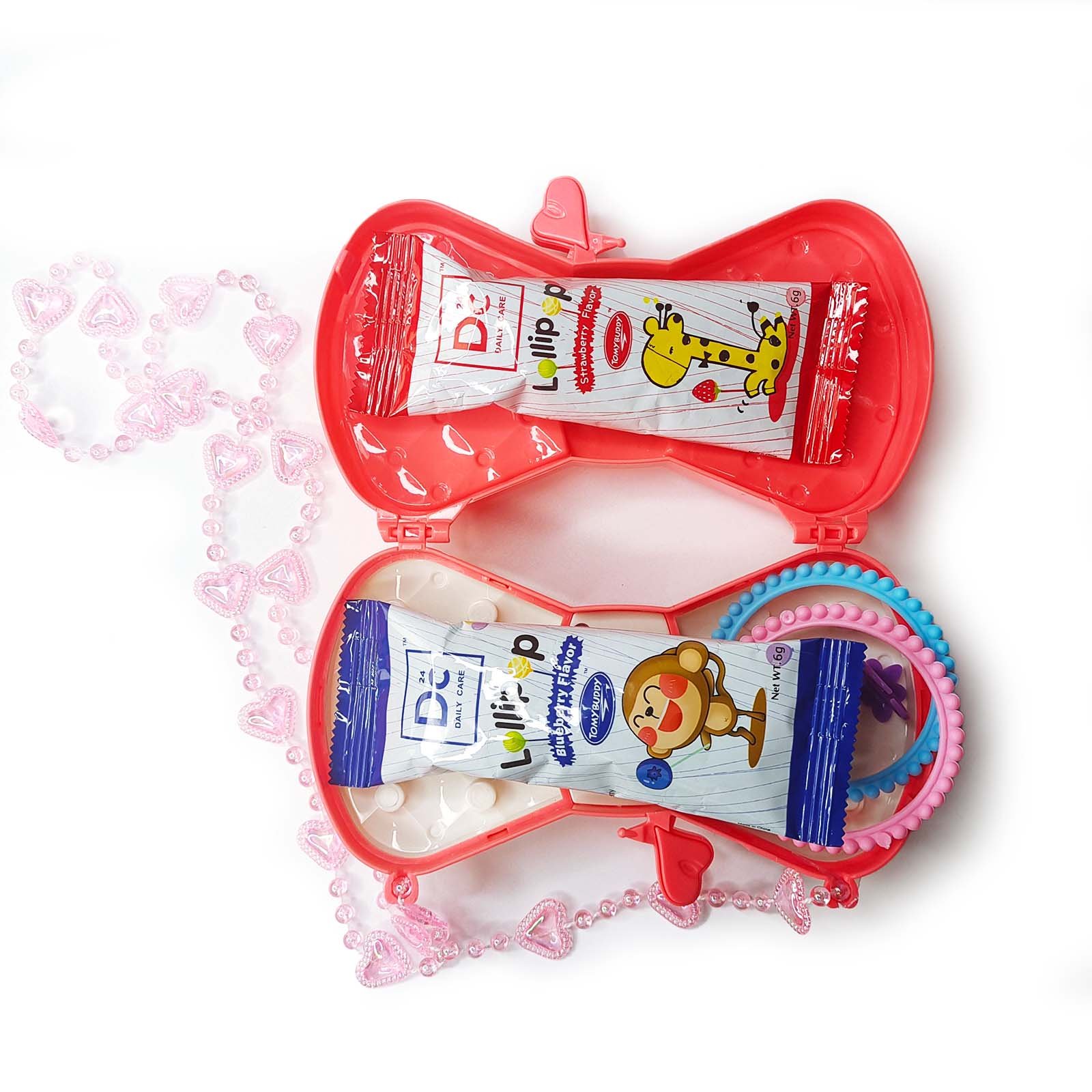 sugar fee lollipops with kids butterfly toy bags candy lollipops