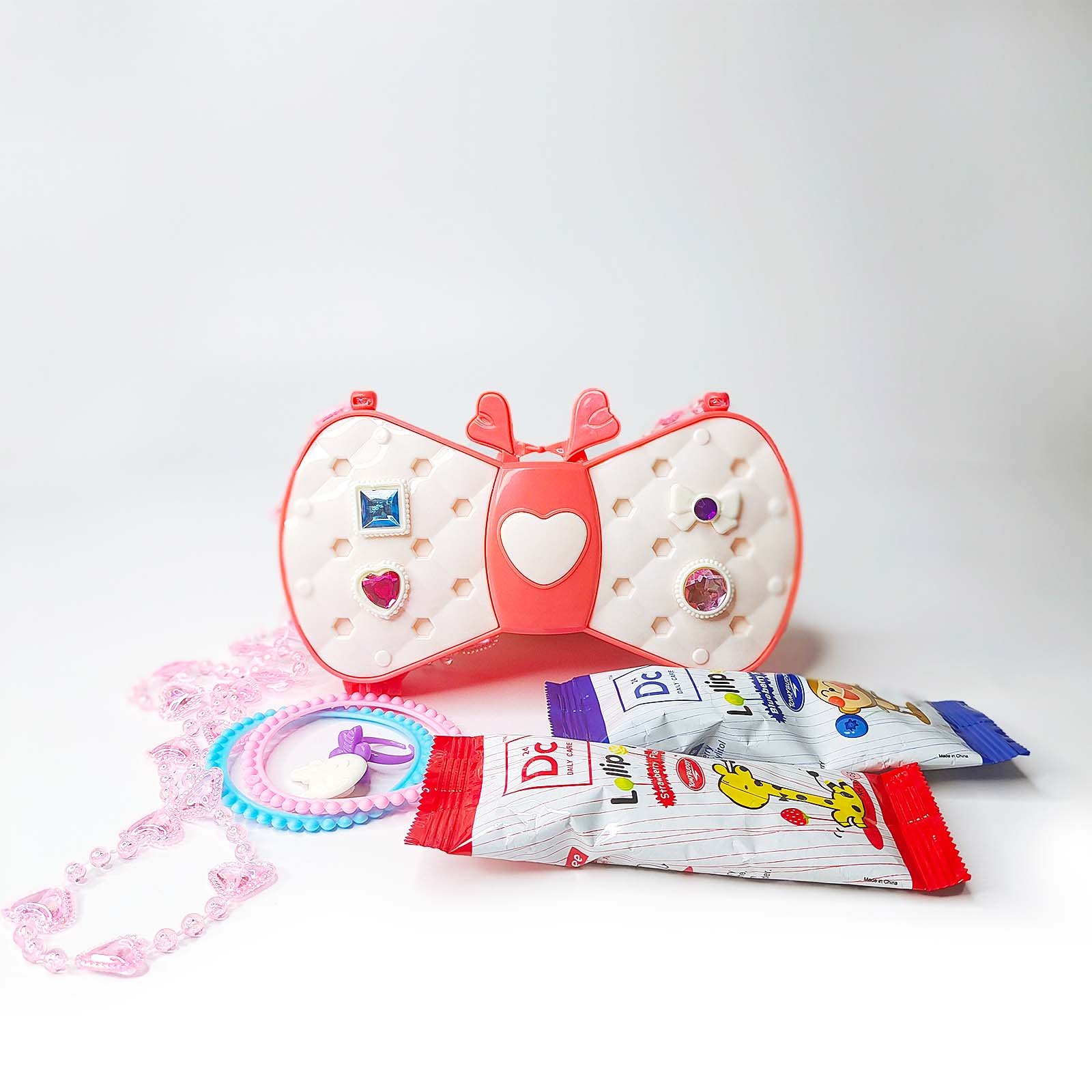 sugar fee lollipops with kids butterfly toy bags candy lollipops