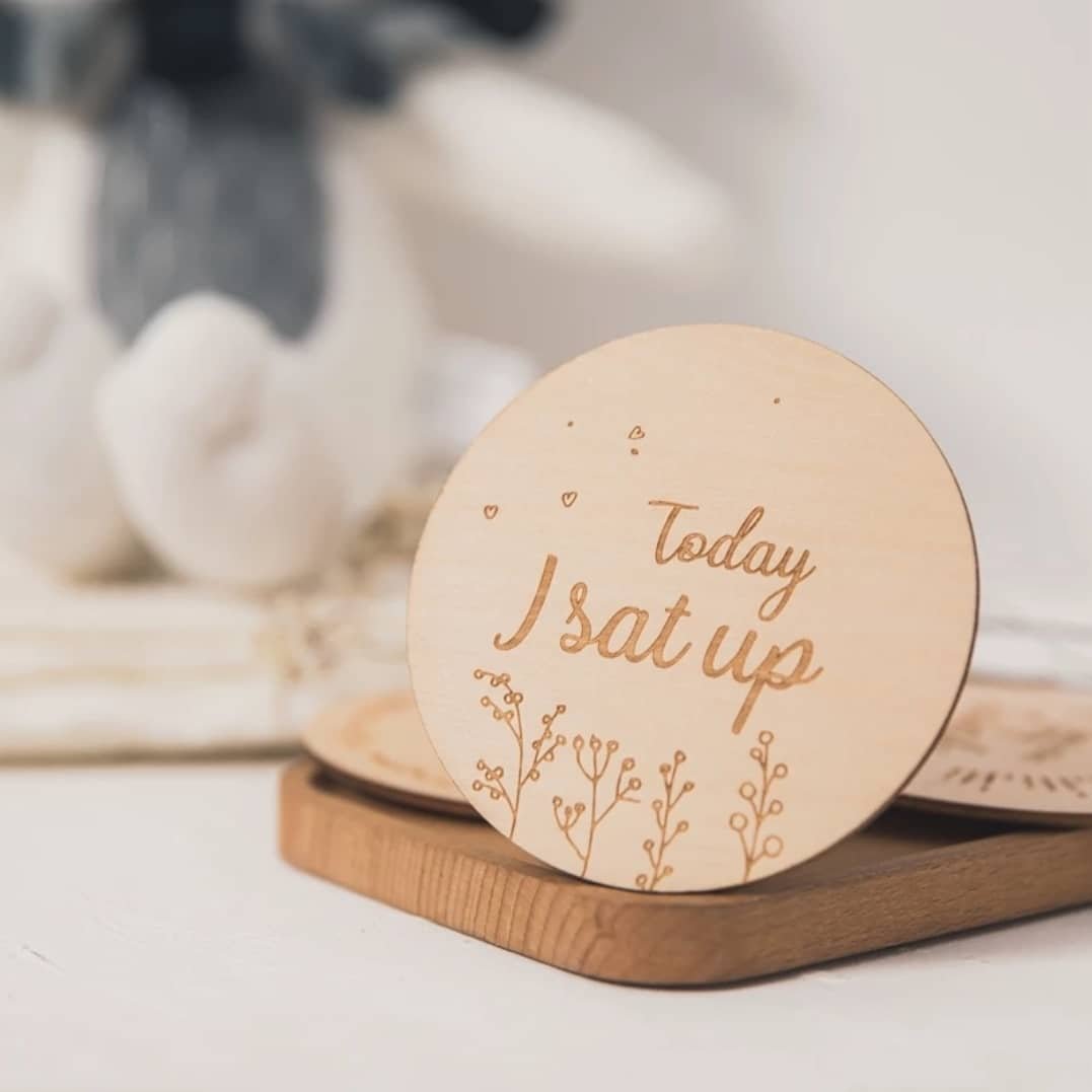 Super March Wholesale Wooden Baby Milestone Cards 12 Engraved Birch First Holiday Milestone Cards