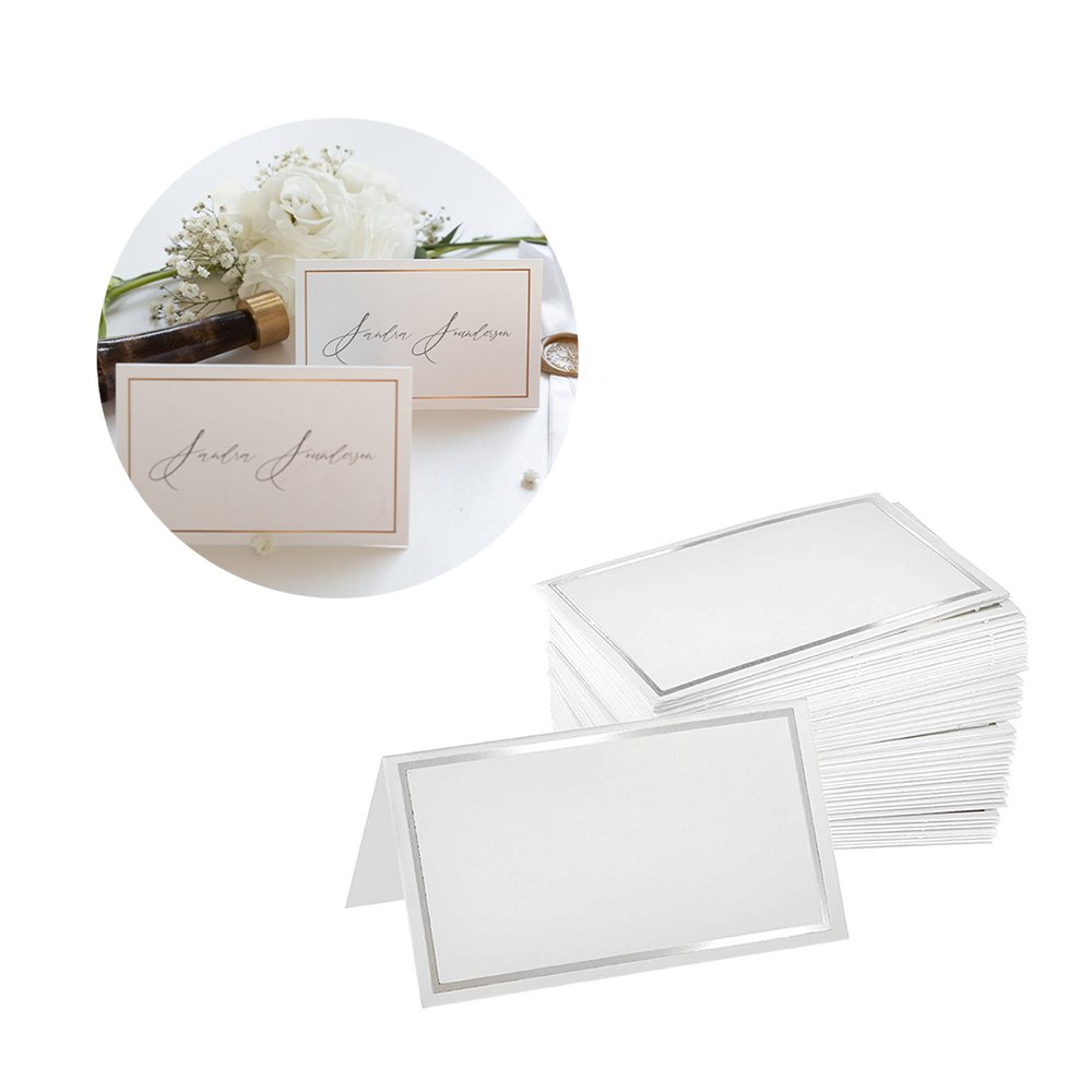Wedding Name Place Cards Personalized Table Name Reception Wax Seal Escort Cards With Sliver Foil Border