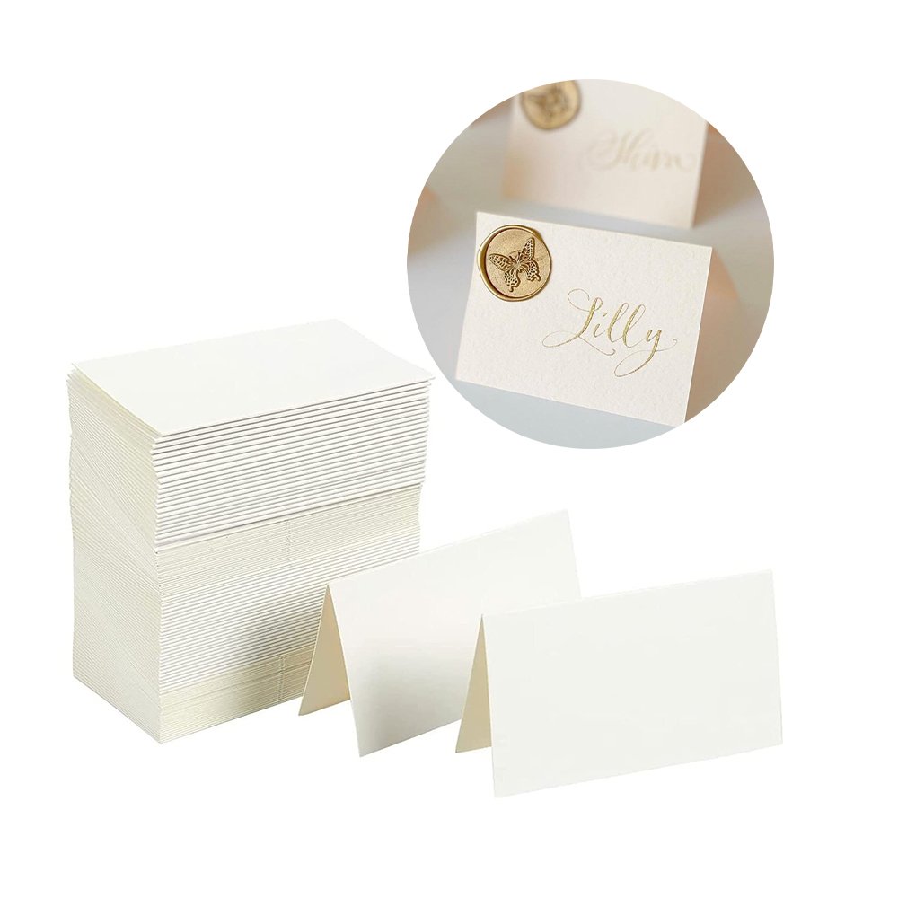 Wedding Name Place Cards Personalized Table Name Reception Wax Seal Escort Cards With Sliver Foil Border
