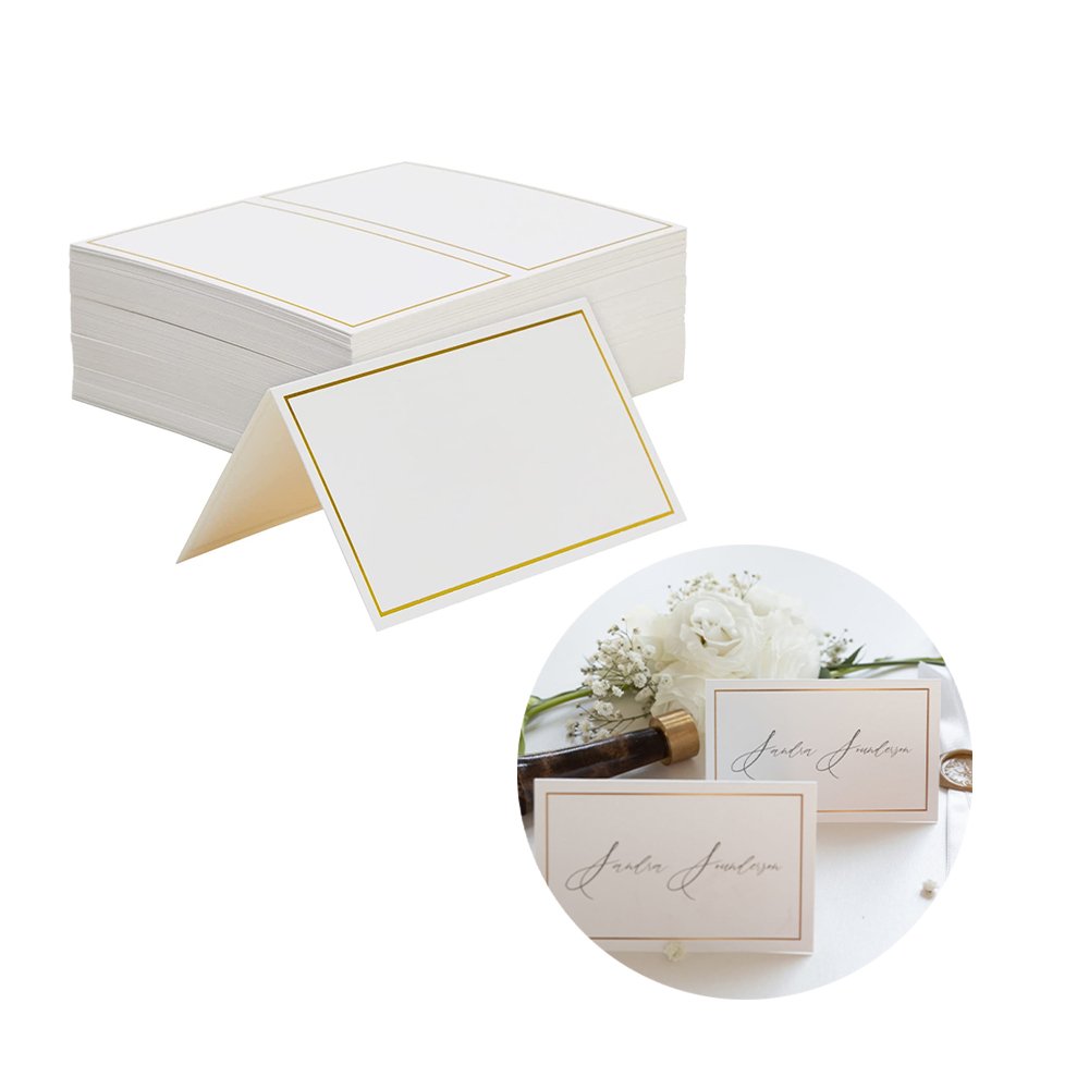 Wedding Name Place Cards Personalized Table Name Reception Wax Seal Escort Cards With Sliver Foil Border