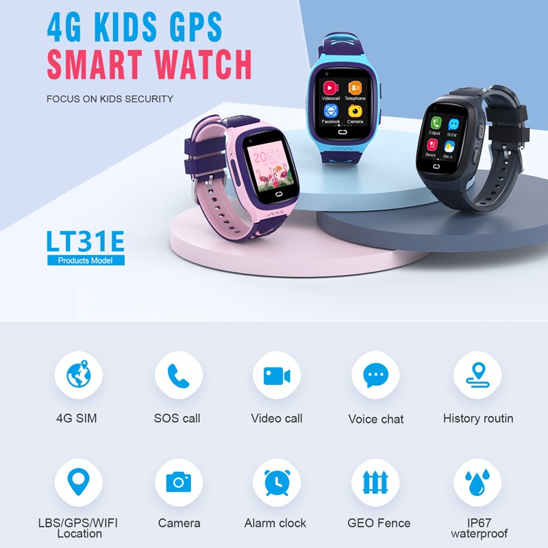 Kids Smart Watch 4G Android WiFi GPS LBS Smartwatch Video Call ChildrenWatch SIM Card SOS Smart Watches for Kids