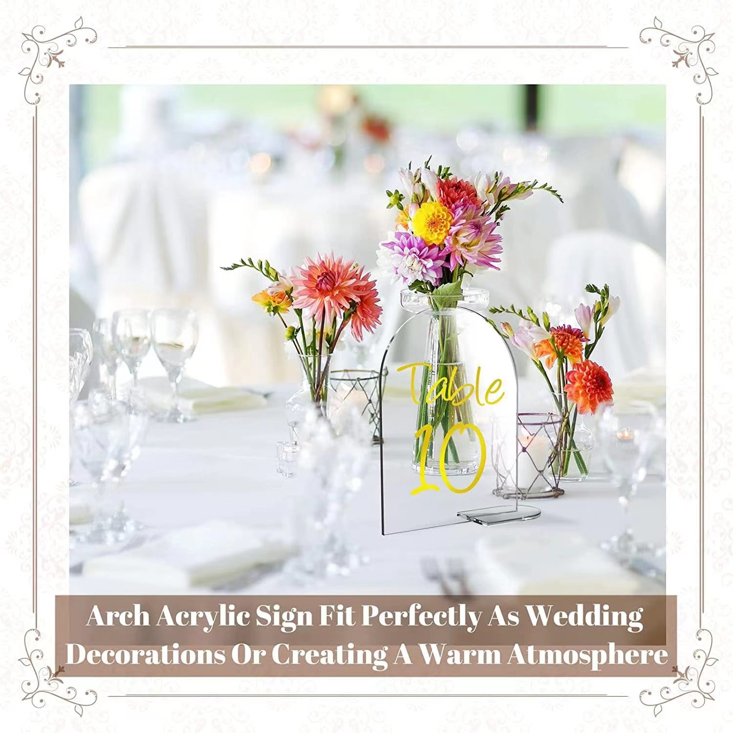 Transparent Arched Circular Acrylic DIY Board Wedding Table Numbers Custom Printed Color Content Blank Acrylic Place Cards Table