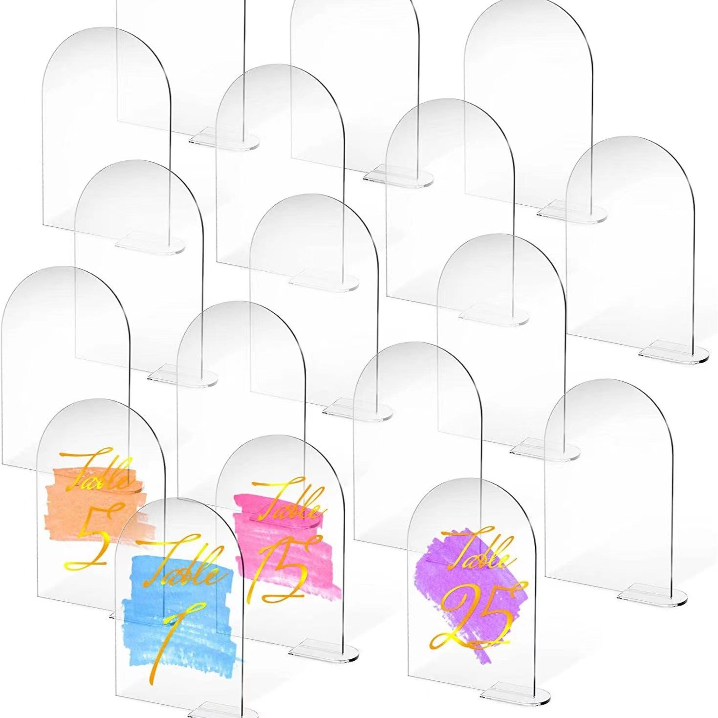 Transparent Arched Circular Acrylic DIY Board Wedding Table Numbers Custom Printed Color Content Blank Acrylic Place Cards Table